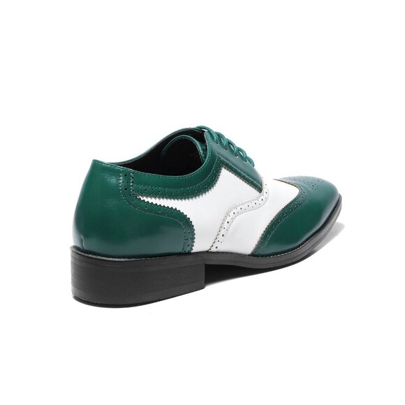 Green White 1920\'s Wingtip Lace up Oxford Dress Shoes main image 7